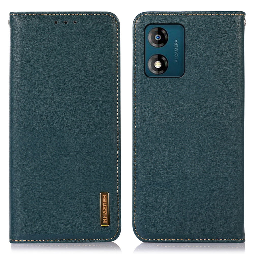 KHAZNEH Phone Case for Motorola Moto E13 4G Nappa Texture Genuine Cowhide Leather Phone Wallet Cover Stand KHAZNEH Phone Case for Motorola Moto E13 4G Nappa Texture Genuine Cowhide Leather Phone Wallet Cover Stand
